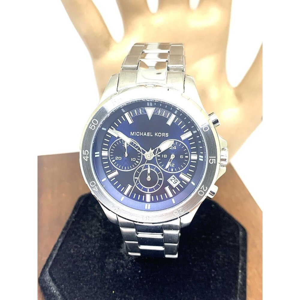 Michael Kors Men's Watch MK9107 Quartz Chronograph Blue Dial Stainless Steel - Picture 1 of 15